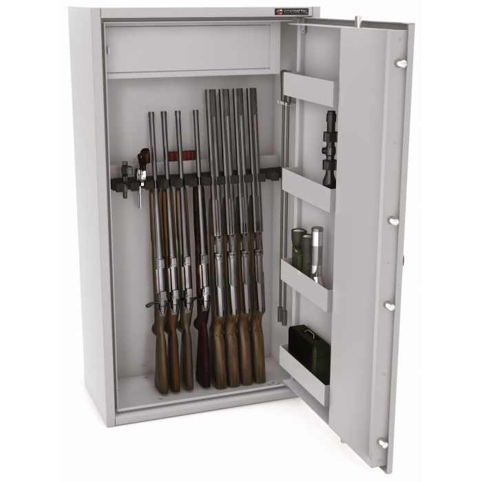 Sejf Konsmetal na 14 sztuk broni długiej MLB150S/14 Biały, Klasa S1 - zamek elektroniczny